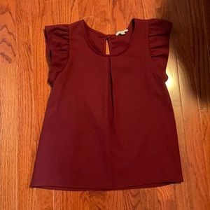 Maroon Top with Back Button and Keyhole